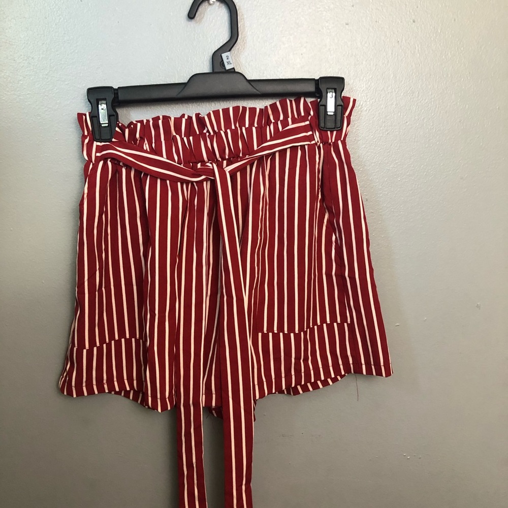 Red and White Bow Shorts